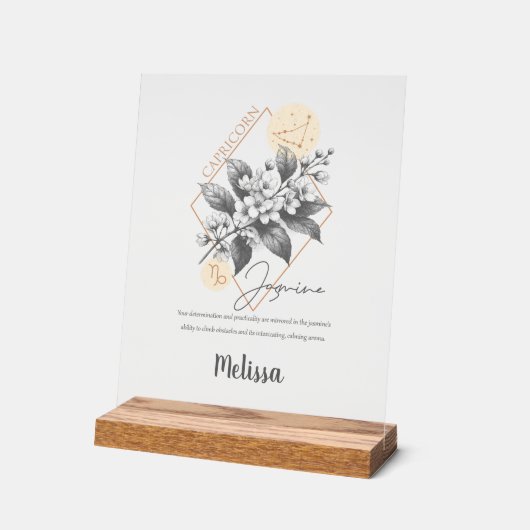 Zodiac Geboortebloem Gepersonaliseerde Steenbok Gi Acryl Bord (Hoek)