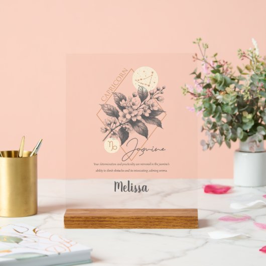Zodiac Geboortebloem Gepersonaliseerde Steenbok Gi Acryl Bord (Huwelijk)