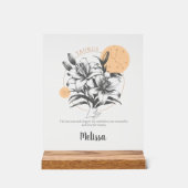 Zodiac Geboortebloem Gepersonaliseerde Stier Gift Acryl Bord (Voorkant)