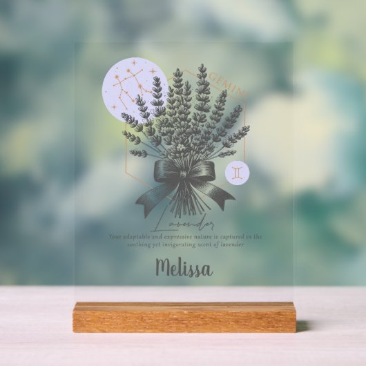 Zodiac Geboortebloem Gepersonaliseerde Tweeling Gi Acryl Bord (Neutraal)