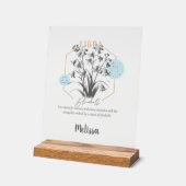 Zodiac Geboortebloem Gepersonaliseerde Weegschaal  Acryl Bord (Hoek)