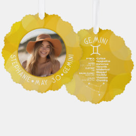 Zodiac Gemini Aangepaste Verjaardag Foto Astrologi Ornament Kaart