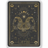 Zodiac Gemini Astrologisch Zwart & Goud Sticker (Voorkant)