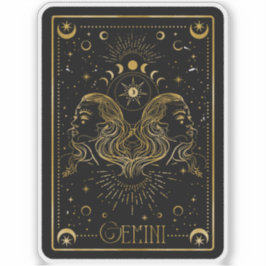 Zodiac Gemini Astrologisch Zwart & Goud Sticker