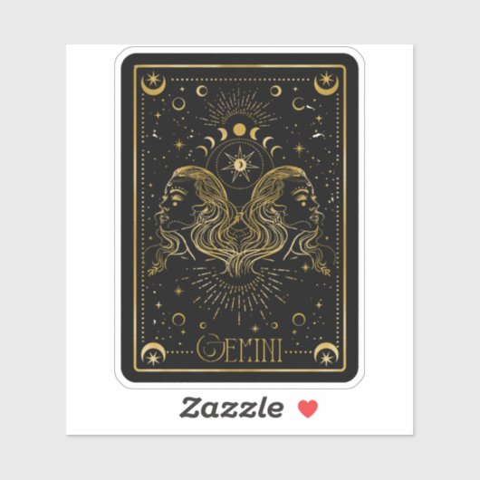 Zodiac Gemini Astrologisch Zwart & Goud Sticker (Vel)