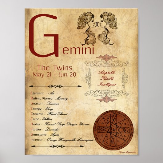 ZODIAC GEMINI Birth Sign POSTER (Voorkant)