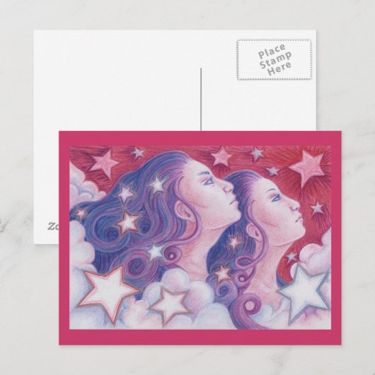 Zodiac Gemini briefkaart (Voorkant / Achterkant)