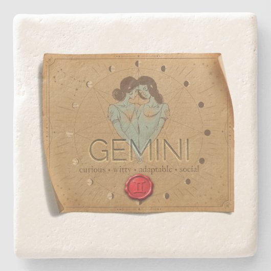 Zodiac - Gemini - Coaster Stenen Onderzetter (Voorkant)