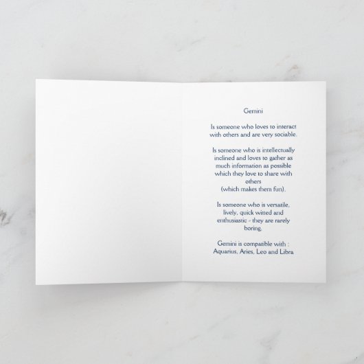 Zodiac: Gemini Dates Kaart (Binnen)