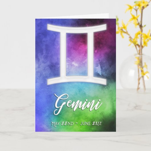 Zodiac: Gemini Dates Kaart (Gele Bloem)