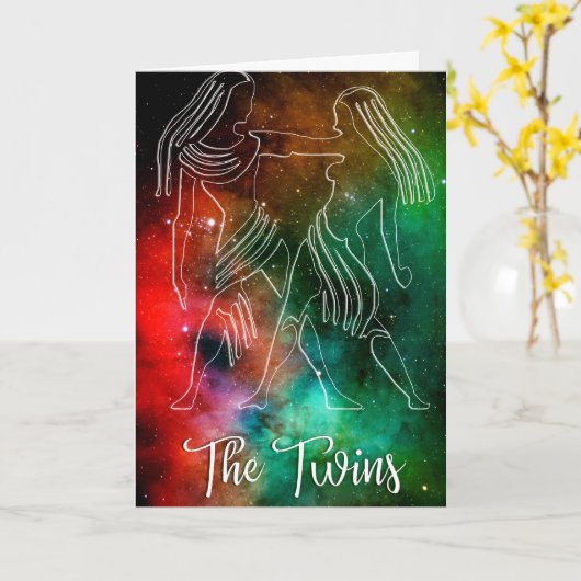 Zodiac: Gemini 'De tweeling' Kaart (Gele Bloem)