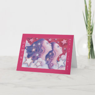 Zodiac Gemini 'Happy Birthday' wenskaart Kaart