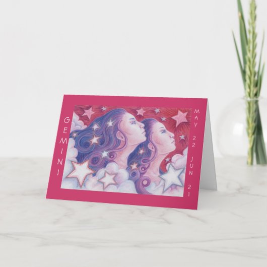 Zodiac Gemini 'Happy Birthday' wenskaart Kaart (Voorkant)