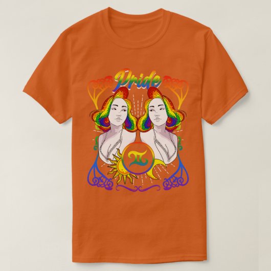 Zodiac Gemini LGBTQ Pride T-shirt (Design voorkant)