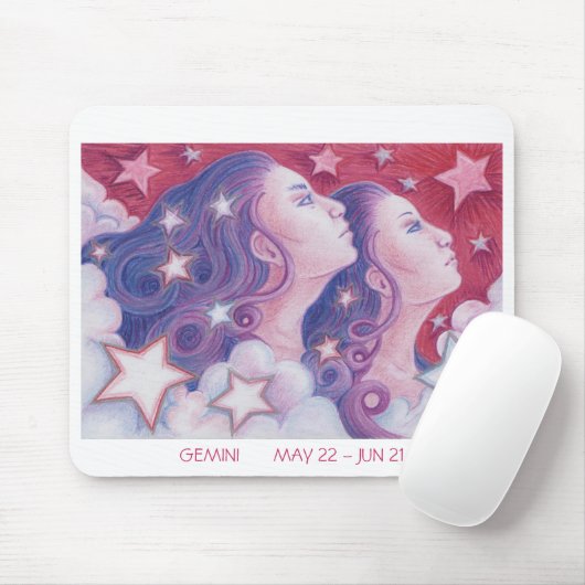 Zodiac Gemini mousepad witte grens Muismat (Met muis)