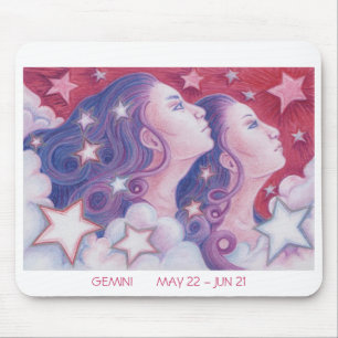 Zodiac Gemini mousepad witte grens Muismat