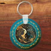 Zodiac Gemini Naam aanpassen, DATUM Sleutelhanger (Voorkant)