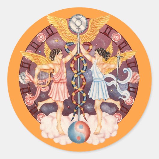 Zodiac Gemini - Pas het aan! Ronde Sticker (Voorkant)