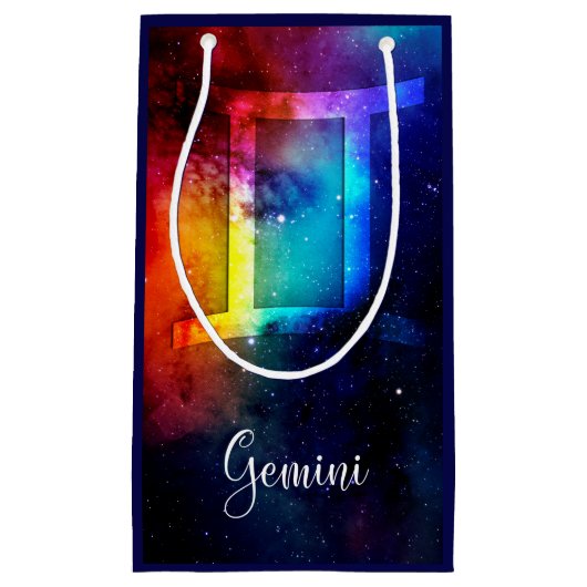 Zodiac: Gemini Rainbow Space Klein Cadeauzakje (Voorkant)