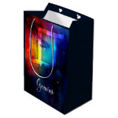Zodiac: Gemini Rainbow Space Medium Cadeauzakje (Achterkant Gekanteld)
