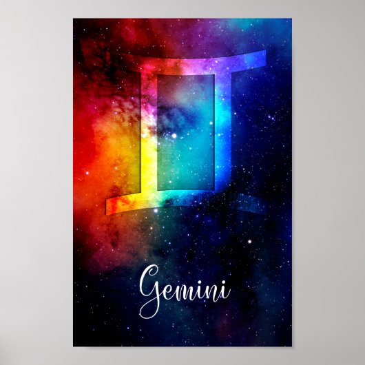Zodiac: Gemini Rainbow Space Poster (Voorkant)