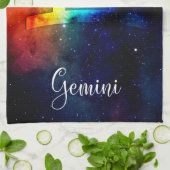 Zodiac: Gemini Rainbow Space Theedoek (Gevouwen)