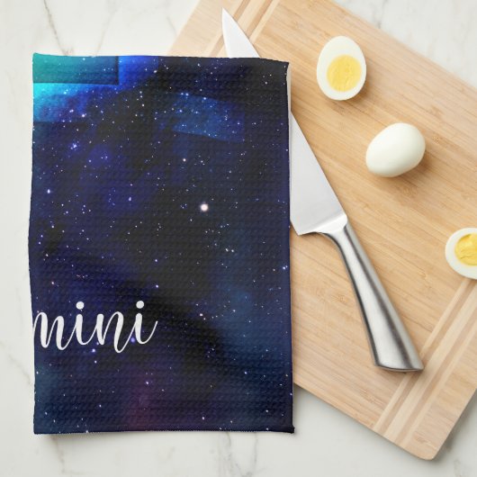 Zodiac: Gemini Rainbow Space Theedoek (Quarter Fold)