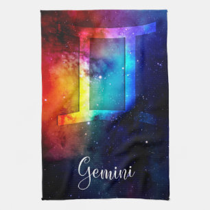Zodiac: Gemini Rainbow Space Theedoek