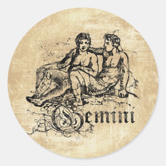  Zodiac Gemini Ronde Sticker (Voorkant)