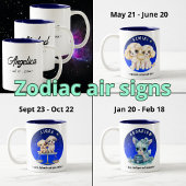 Zodiac Gemini Schattigee Waterverf Dog aangepaste  Tweekleurige Koffiemok