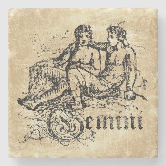 Zodiac Gemini Stenen Onderzetter (Voorkant)