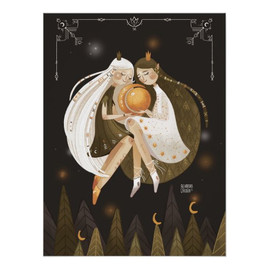 Zodiac Gemini van Alexandra Dikaia Perfect Poster (Voorkant)