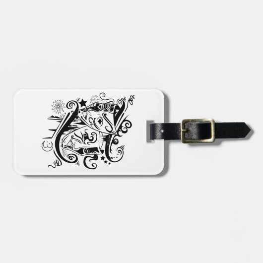 Zodiac - Gemini - Zwart-wit Bagagelabel (Voorkant horizontaal)