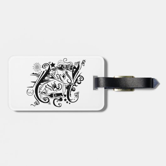 Zodiac - Gemini - Zwart-wit Bagagelabel (Achterkant horizontaal)