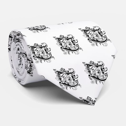 Zodiac - Gemini - Zwart-wit Stropdas (Opgerold)