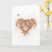 Zodiac Girl Wenskaart: Ram Kaart (Gele Bloem)