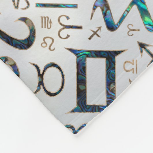 Zodiac glyphs Abalone shell en goud op parels Fleece Deken (Hoek)