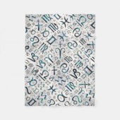 Zodiac glyphs Abalone shell en goud op parels Fleece Deken (Voorkant)