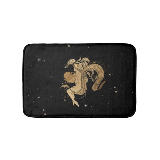 Zodiac Goddess | Cosmic Gold Aquarius Astrologie Badmat (Voorkant)