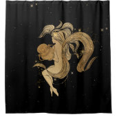 Zodiac Goddess | Cosmic Gold Aquarius Astrologie Douchegordijn (Voorkant)