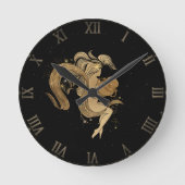 Zodiac Goddess | Cosmic Gold Aquarius Astrologie Ronde Klok (Voorkant)