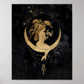 Zodiac Goddess | Cosmic Gold Cancer Astrologie Poster (Voorkant)
