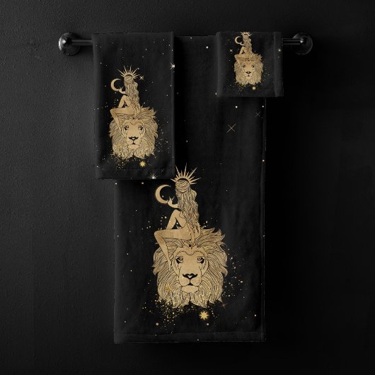 Zodiac Goddess | Cosmic Gold Leo Astrologie Bad Handdoek