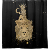 Zodiac Goddess | Cosmic Gold Leo Astrologie Douchegordijn (Voorkant)