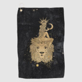 Zodiac Goddess | Cosmic Gold Leo Astrologie Golfhanddoek (Voorkant)