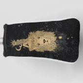 Zodiac Goddess | Cosmic Gold Leo Astrologie Golfheadcover (Voorkant)
