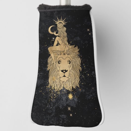 Zodiac Goddess | Cosmic Gold Leo Astrologie Golfheadcover (Draai 90)