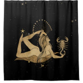 Zodiac Goddess | Cosmic Gold Schorpioen Astrologie Douchegordijn (Voorkant)