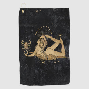 Zodiac Goddess   Cosmic Gold Schorpioen Astrologie Golfhanddoek