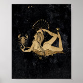 Zodiac Goddess | Cosmic Gold Schorpioen Astrologie Poster (Voorkant)